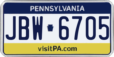 PA license plate JBW6705