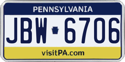 PA license plate JBW6706