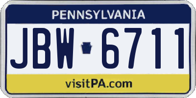 PA license plate JBW6711