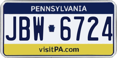PA license plate JBW6724