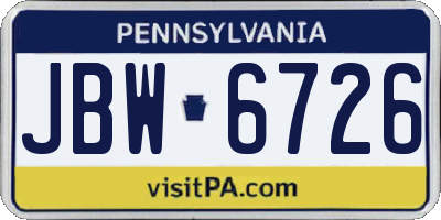 PA license plate JBW6726