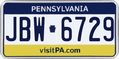 PA license plate JBW6729