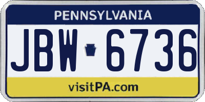 PA license plate JBW6736