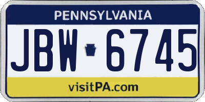 PA license plate JBW6745
