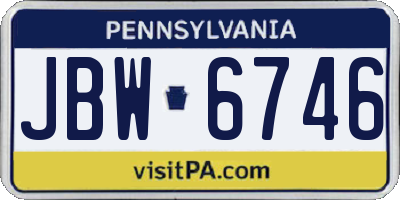 PA license plate JBW6746