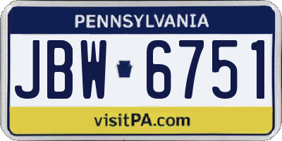 PA license plate JBW6751