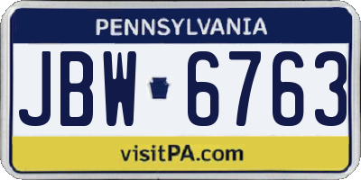 PA license plate JBW6763