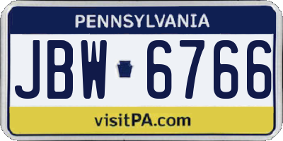 PA license plate JBW6766