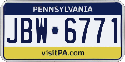 PA license plate JBW6771