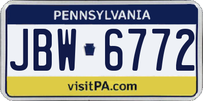 PA license plate JBW6772
