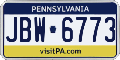 PA license plate JBW6773