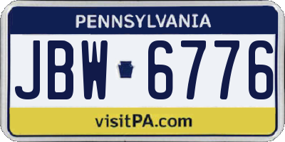 PA license plate JBW6776