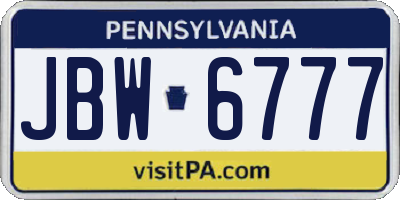 PA license plate JBW6777