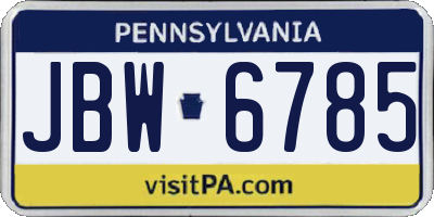 PA license plate JBW6785