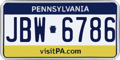 PA license plate JBW6786