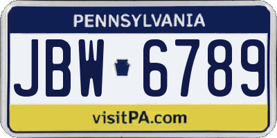 PA license plate JBW6789
