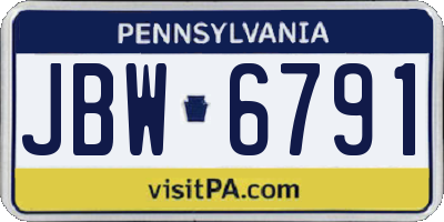 PA license plate JBW6791