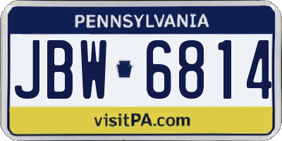 PA license plate JBW6814