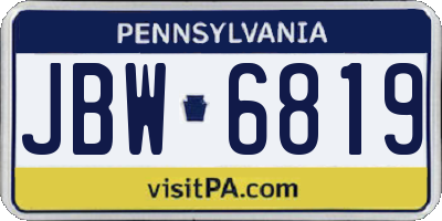 PA license plate JBW6819