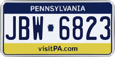 PA license plate JBW6823