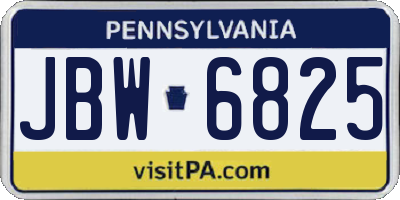 PA license plate JBW6825