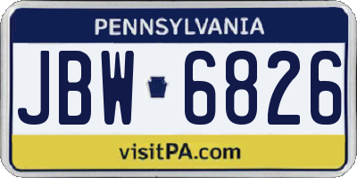 PA license plate JBW6826