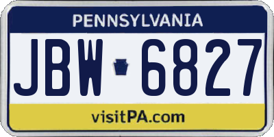 PA license plate JBW6827