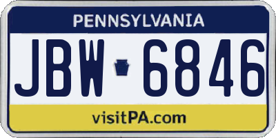 PA license plate JBW6846