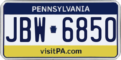 PA license plate JBW6850