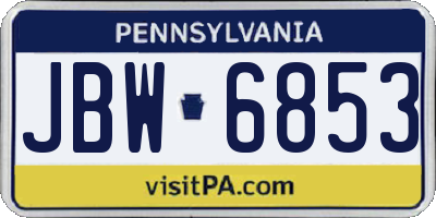 PA license plate JBW6853