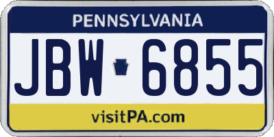 PA license plate JBW6855