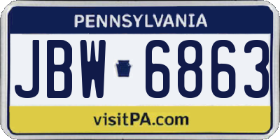 PA license plate JBW6863