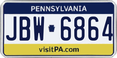 PA license plate JBW6864