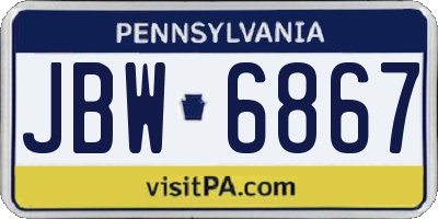 PA license plate JBW6867