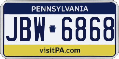 PA license plate JBW6868