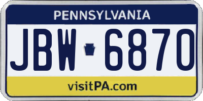 PA license plate JBW6870