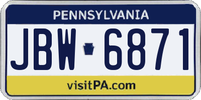 PA license plate JBW6871