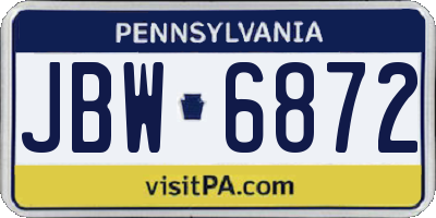 PA license plate JBW6872
