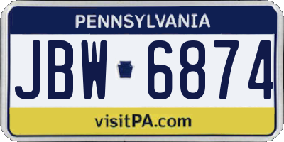 PA license plate JBW6874
