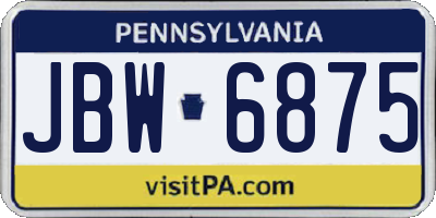 PA license plate JBW6875