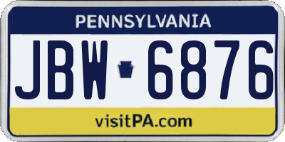 PA license plate JBW6876