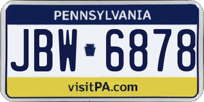 PA license plate JBW6878
