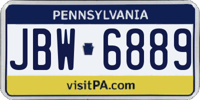 PA license plate JBW6889