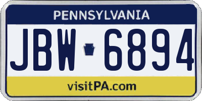 PA license plate JBW6894
