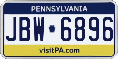 PA license plate JBW6896
