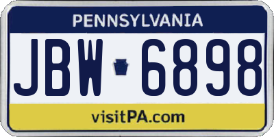 PA license plate JBW6898