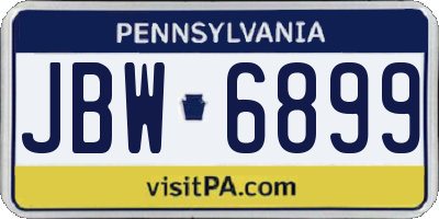 PA license plate JBW6899