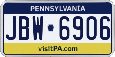 PA license plate JBW6906