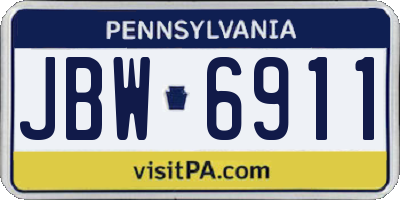 PA license plate JBW6911