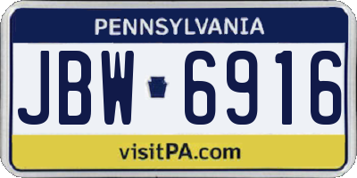 PA license plate JBW6916